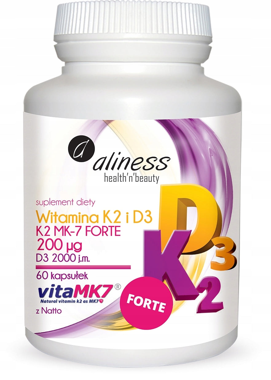 Vitamin K2 FORTE 200 NATTO + D3 2000 UI Aliness