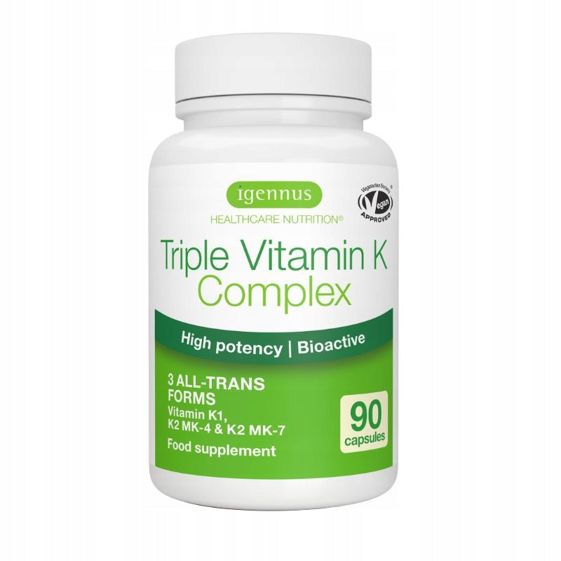 Vitamin K2 MK-7 and MK-4 plus Vitamin K1 forms ALL TRANS bioavailable 90 kap
