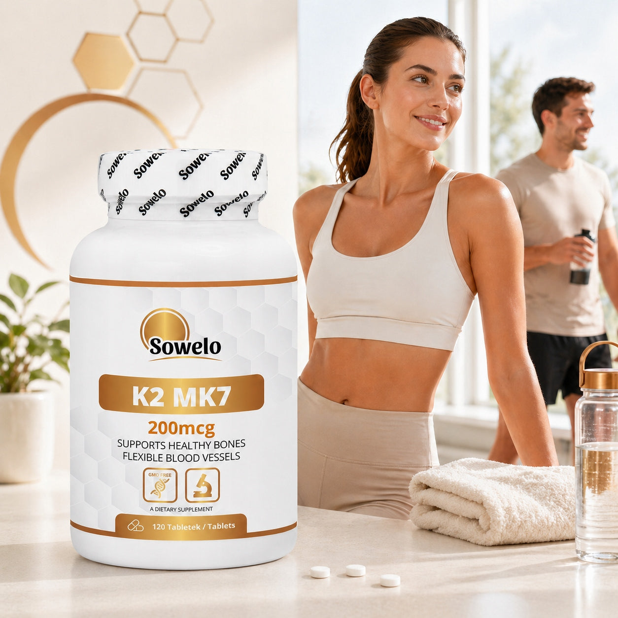 Vitamin K2 MK7 200 mcg 120 Tab – Bones, Heart, Calcium, Absorption – Sowelo Brand Sowelo