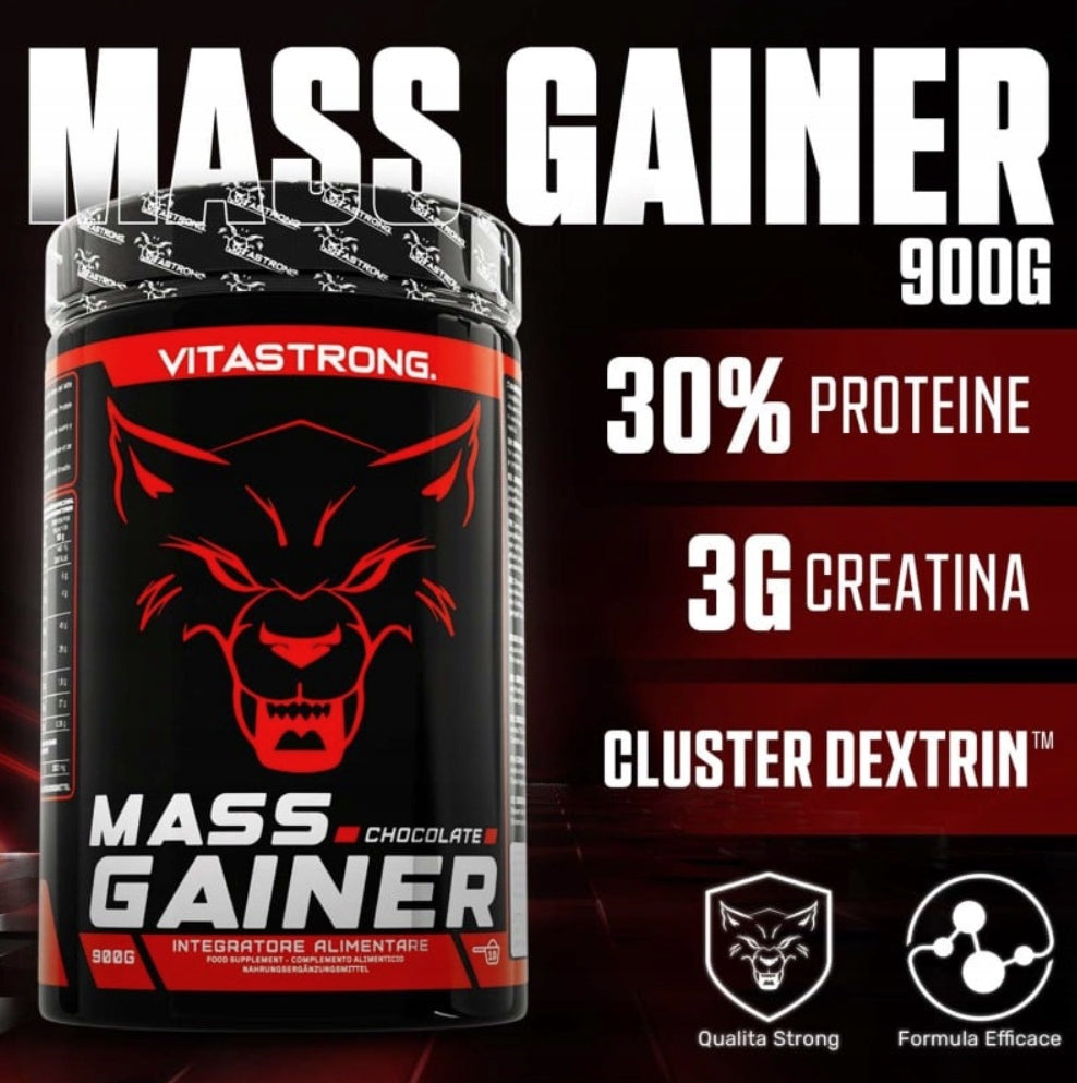 Vitastrong Mass Gainer 900g - High Calorie Muscle Builder Packaging status original