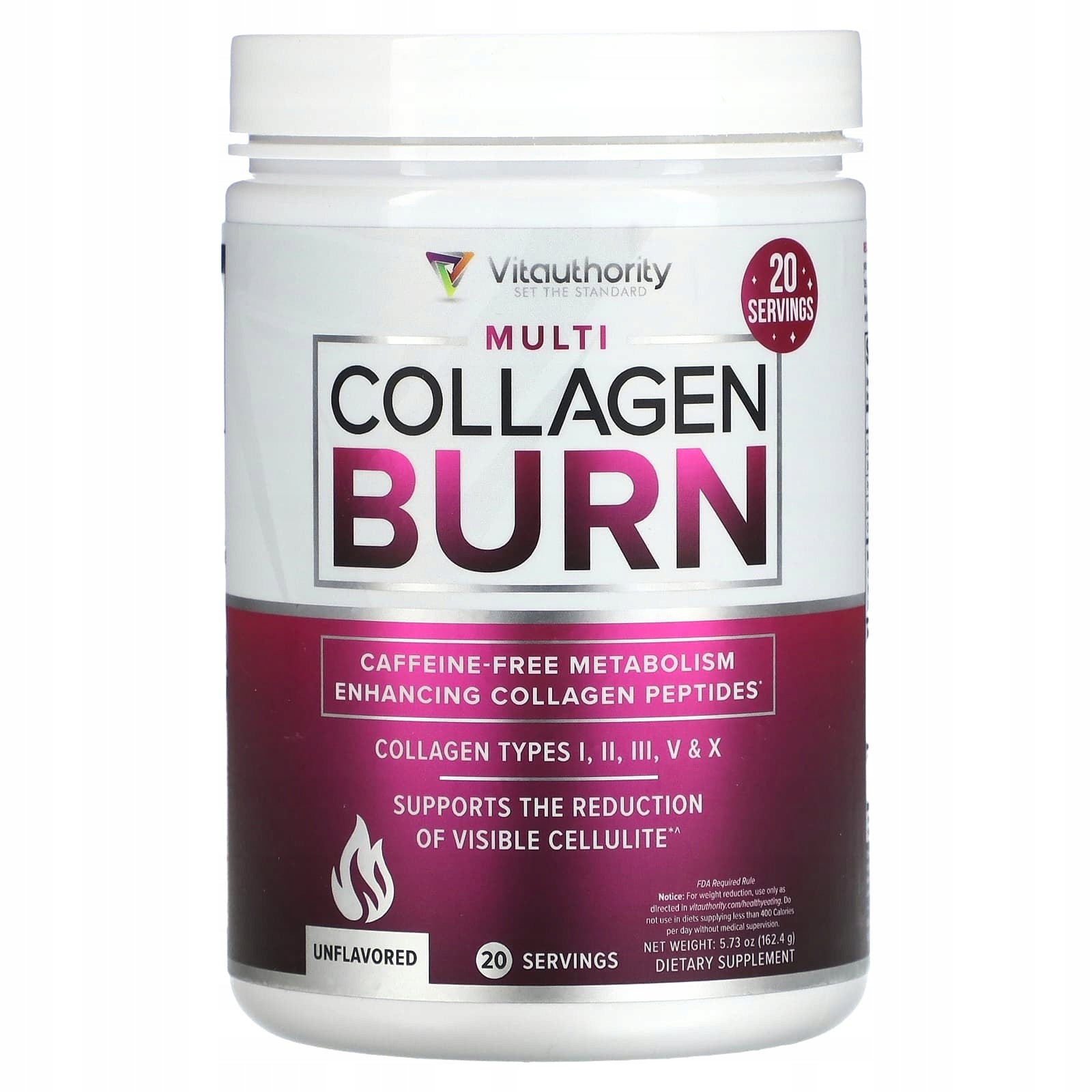 Vitauthority, Multi Collagen Burn, Flavorless, 5.73 oz (162,4 g)
