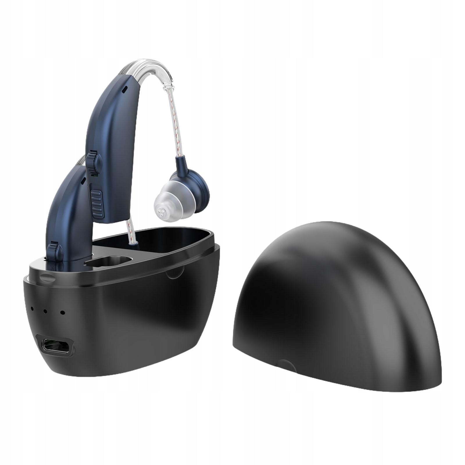 Voice Device Hearing Amplifier with Charging Case Small Enhancer Blue Black Medical device yes