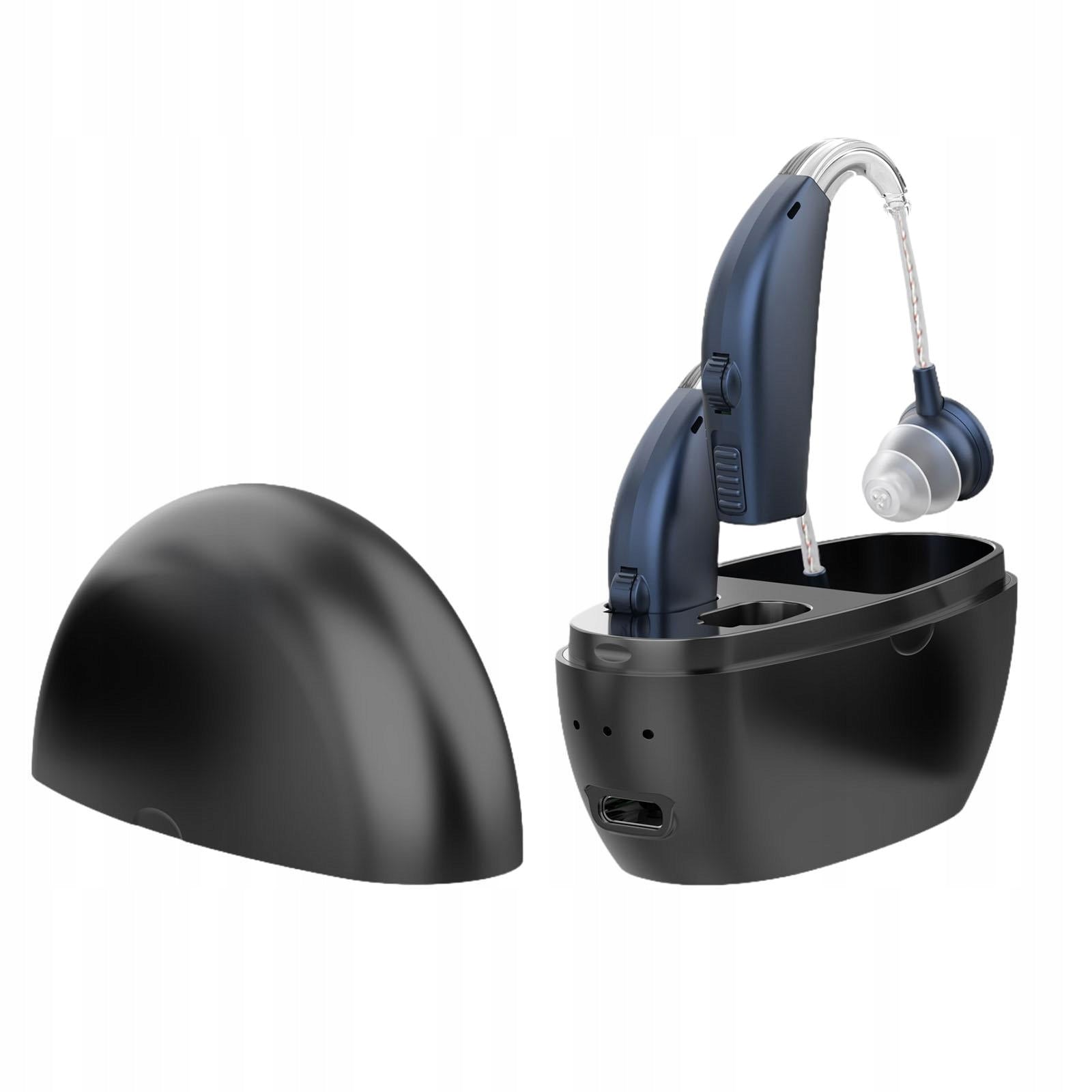 Voice Device Hearing Amplifier with Charging Case Small Enhancer Blue Black