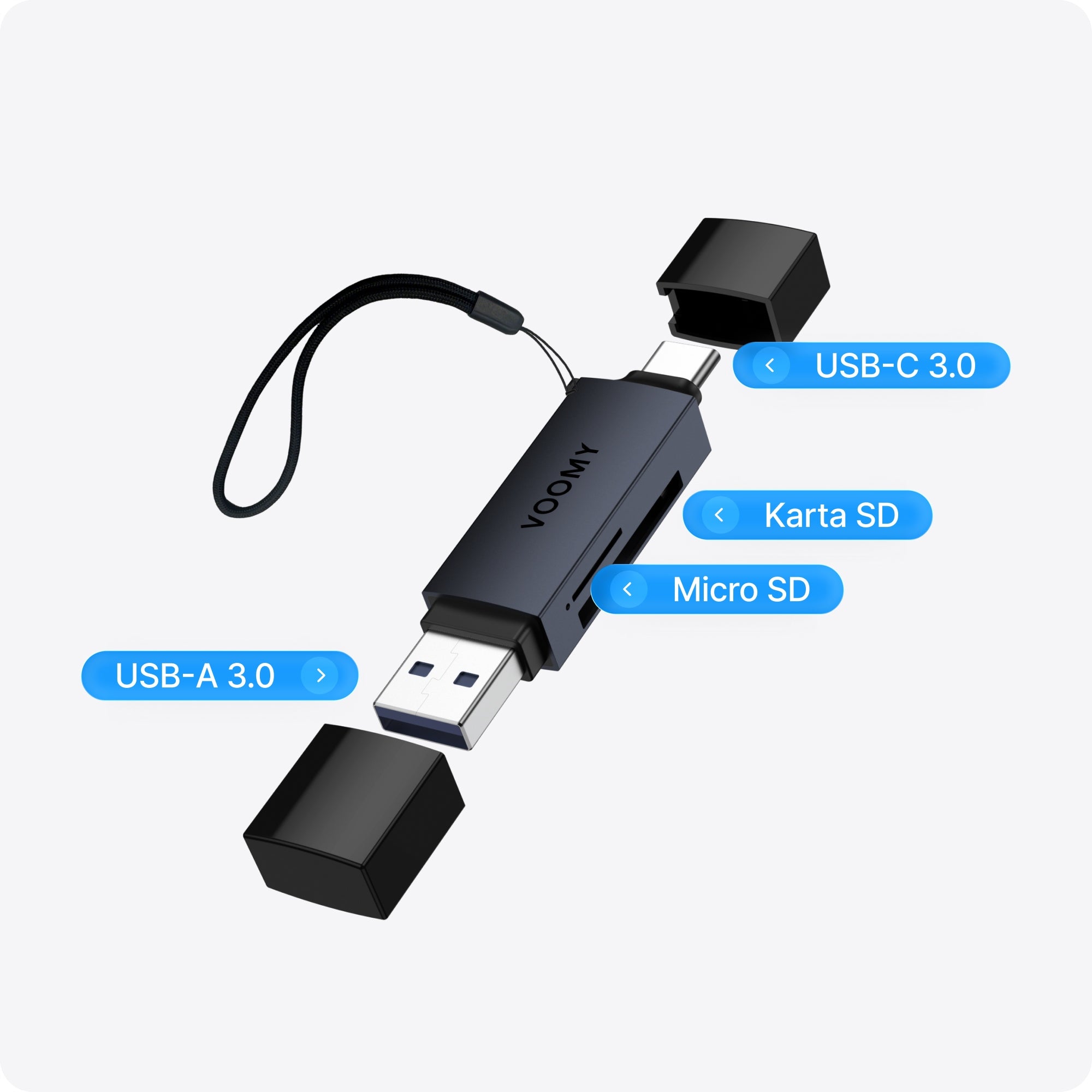Voomy Connect H11 - USB 3.0 Card Reader – SD & MicroSD – 5Gbps – Space Blue EAN (GTIN) 8720153813402
