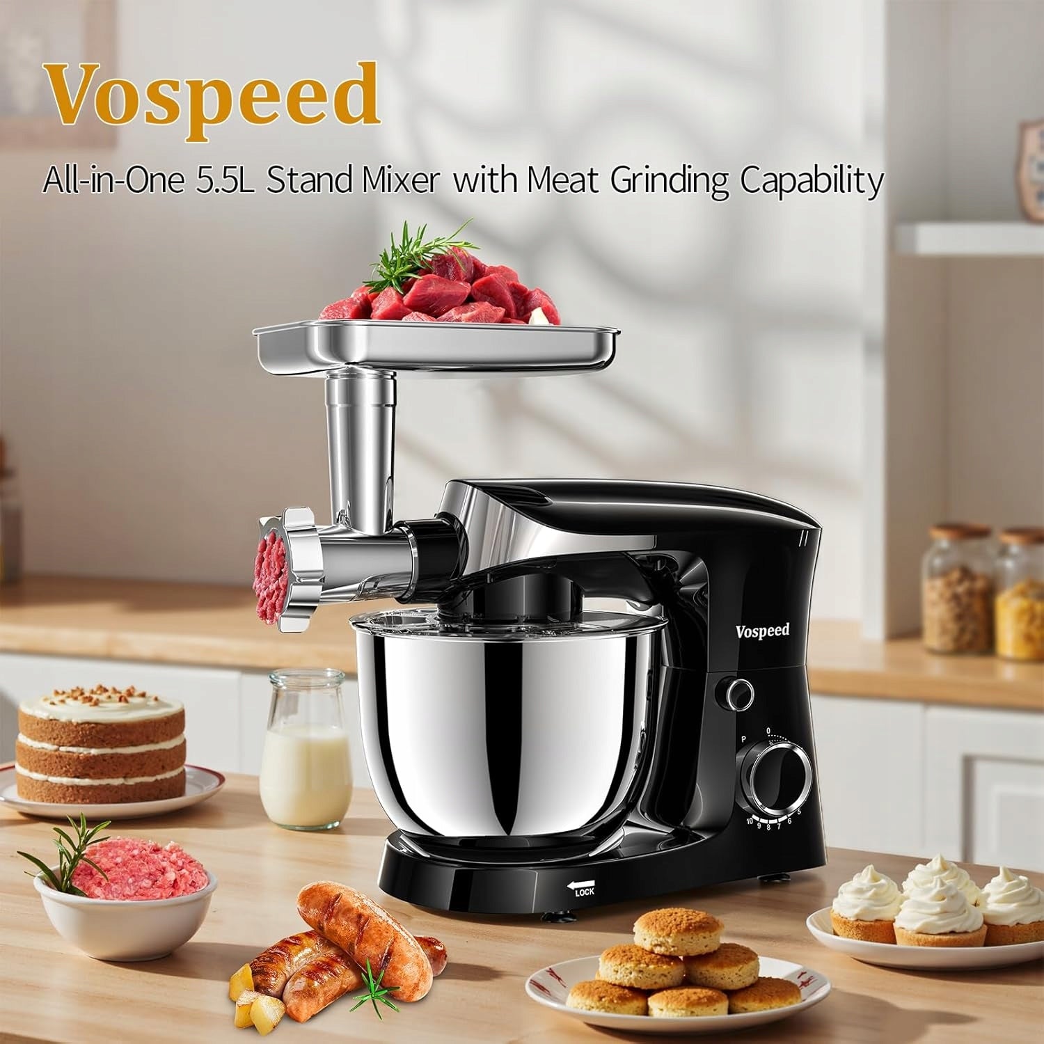 Vospeed Stand Mixer, 5.5L Food Processor Manufacturer code YUYUIU