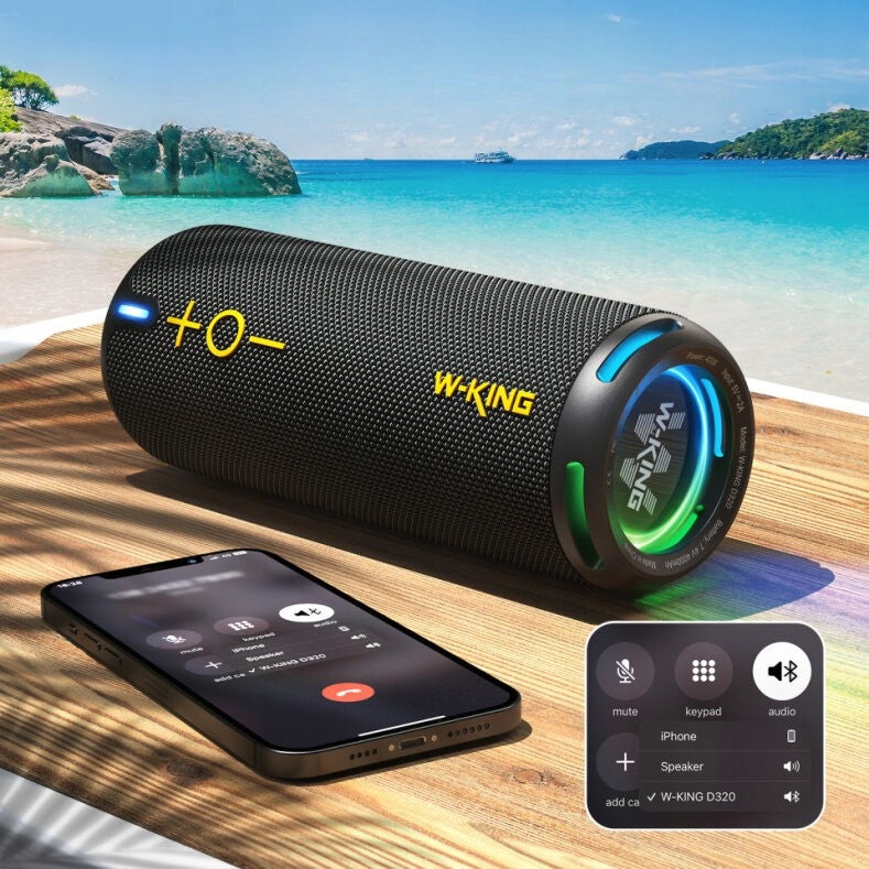 W-King D320 Bluetooth Speaker, 40W, IP67, RGB, TWS, Black Packaging status original