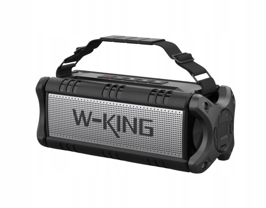 W-King D8 Bluetooth Speaker, 90W Peak, IPX6, Powerbank, AUX, Black & Silver