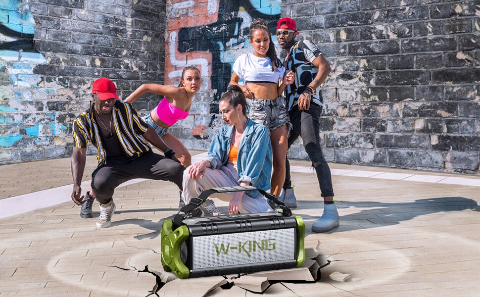 W-King D8 Bluetooth Speaker, 90W Peak, IPX6, Powerbank, AUX, Green Packaging status original