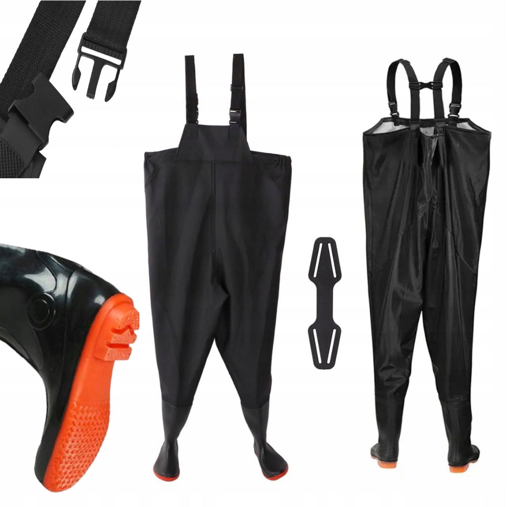 WADERS FISHING TROUSERS NON-SLIP PVC SUSPENDERS SIZE 48 290239
