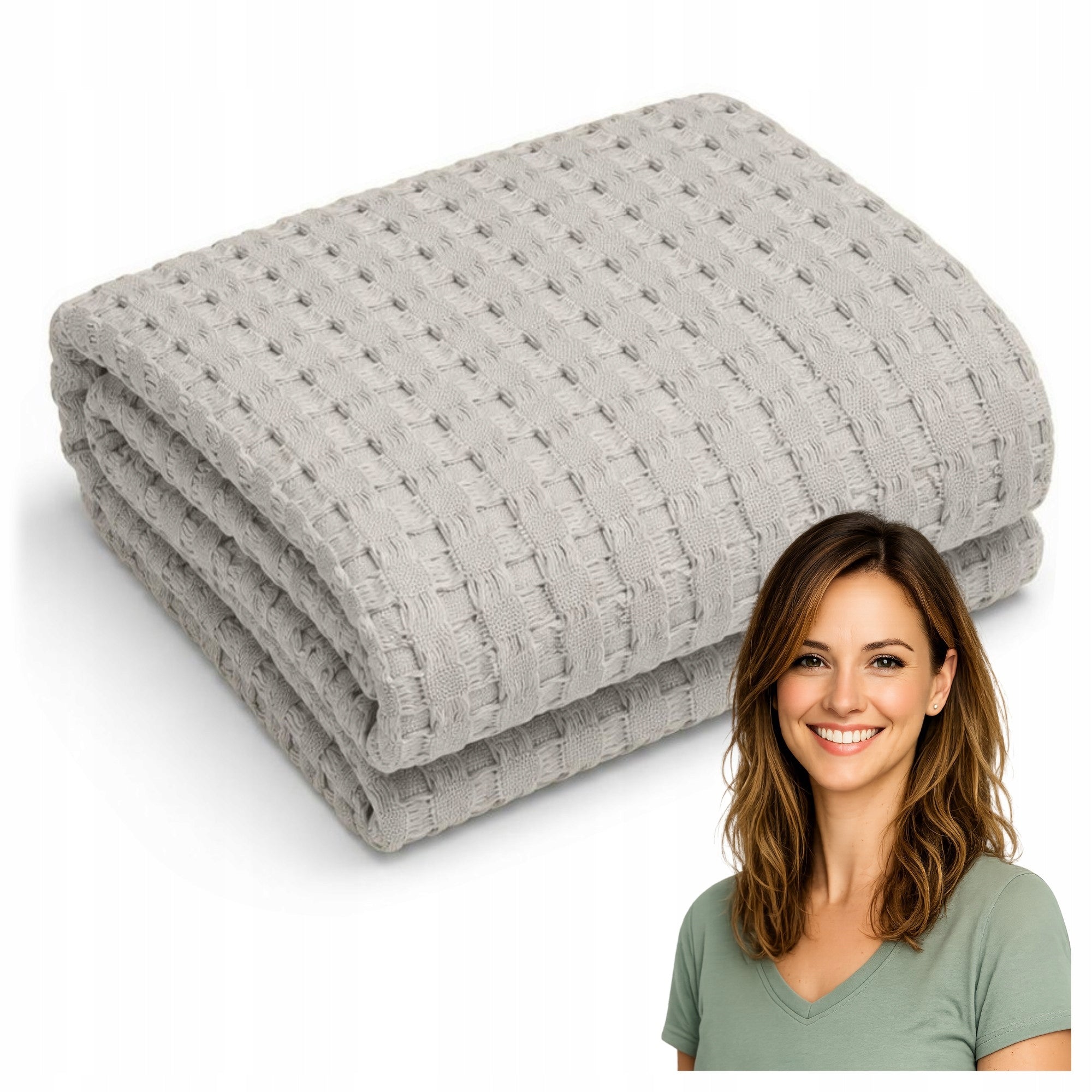 WAFER Blanket 100% COTTON 150x200cm light grey PREMIUM Packaging status original
