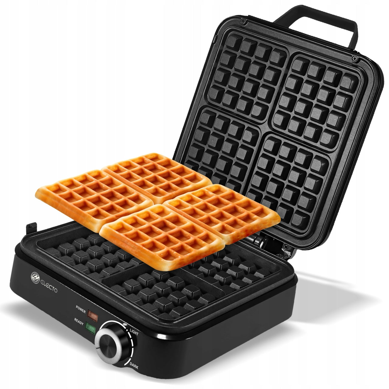 WAFFLE IRON 4 LARGE WAFFLES 2000W TEMPERATURE CONTROL NONSTICK PLATES