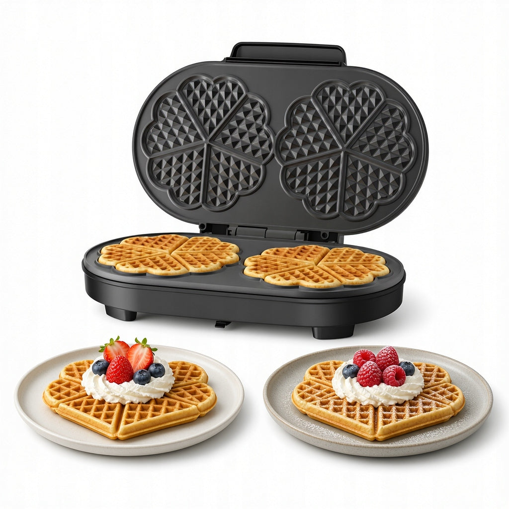 WAFFLE IRON 4 LARGE WAFFLES TEMPERATURE CONTROL NONSTICK PLATES 1400W Packaging status original