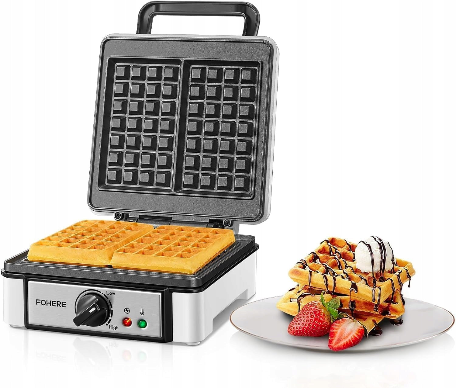 WAFFLE IRON 4 SQUARE PLATES NON-STICK COATING 1200W Power rating 1200 W