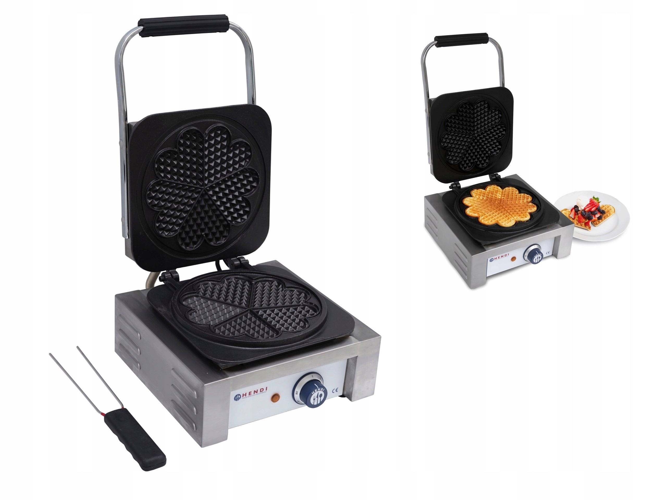 WAFFLE IRON 5 WAFFLES IN THE SHAPE OF A HEART HENDI