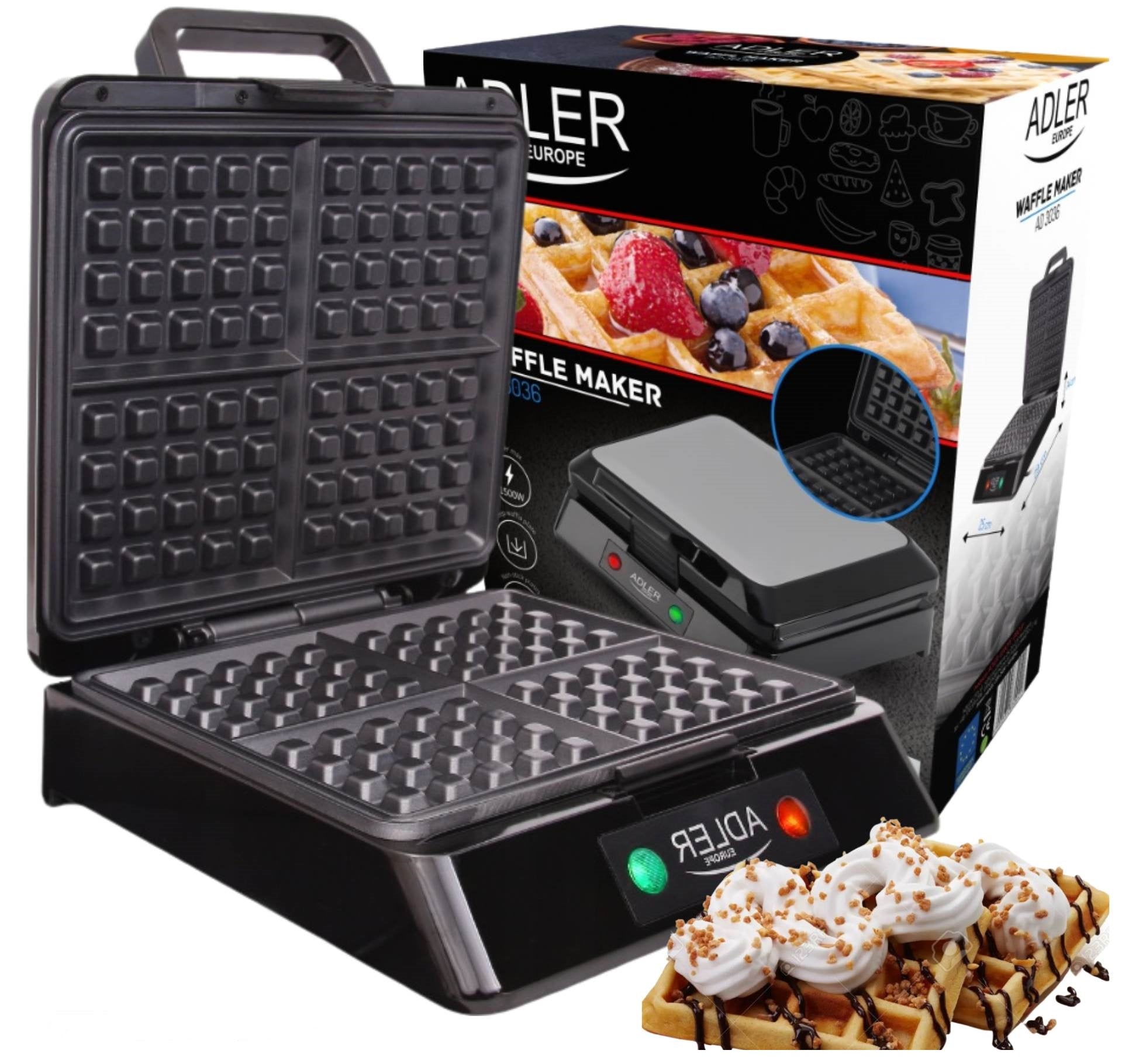 WAFFLE IRON XXL LARGE FOR 4 WAFFLES 1500W STRONG
