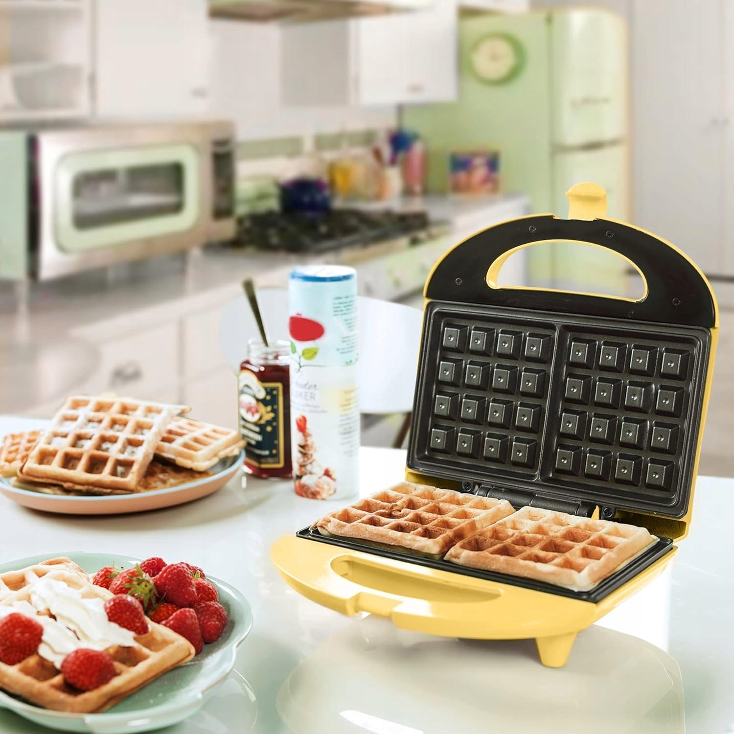 WAFFLE MAKER 2 BELGIAN WAFFLES NONSTICK COATING 700W Brand Bestron