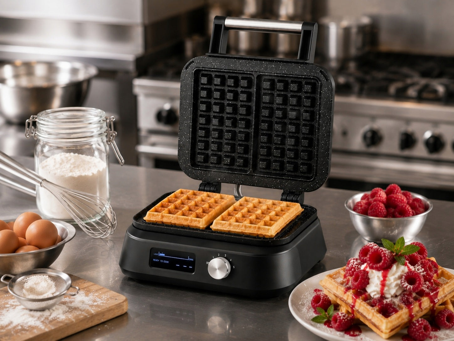 WAFFLE MAKER 2 LARGE CRISPY WAFFLES KERCH SIESTA MARBLED COATING 2500W Model Siesta 2500W