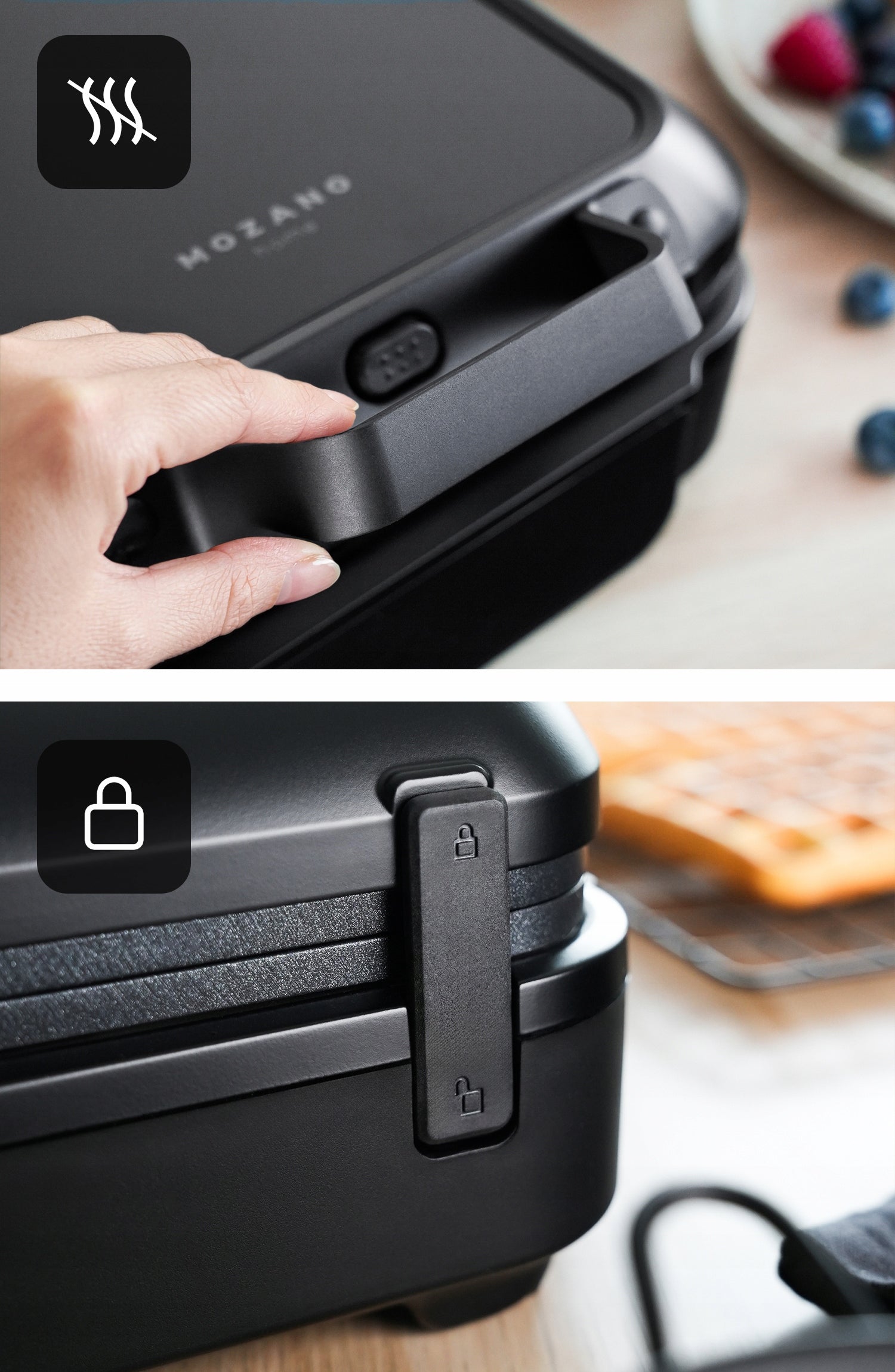 WAFFLE MAKER 2 LARGE WAFFLES GENIUS 2200 8 DEGREES BAKING 5 PROGRAMS Model Genius 2200
