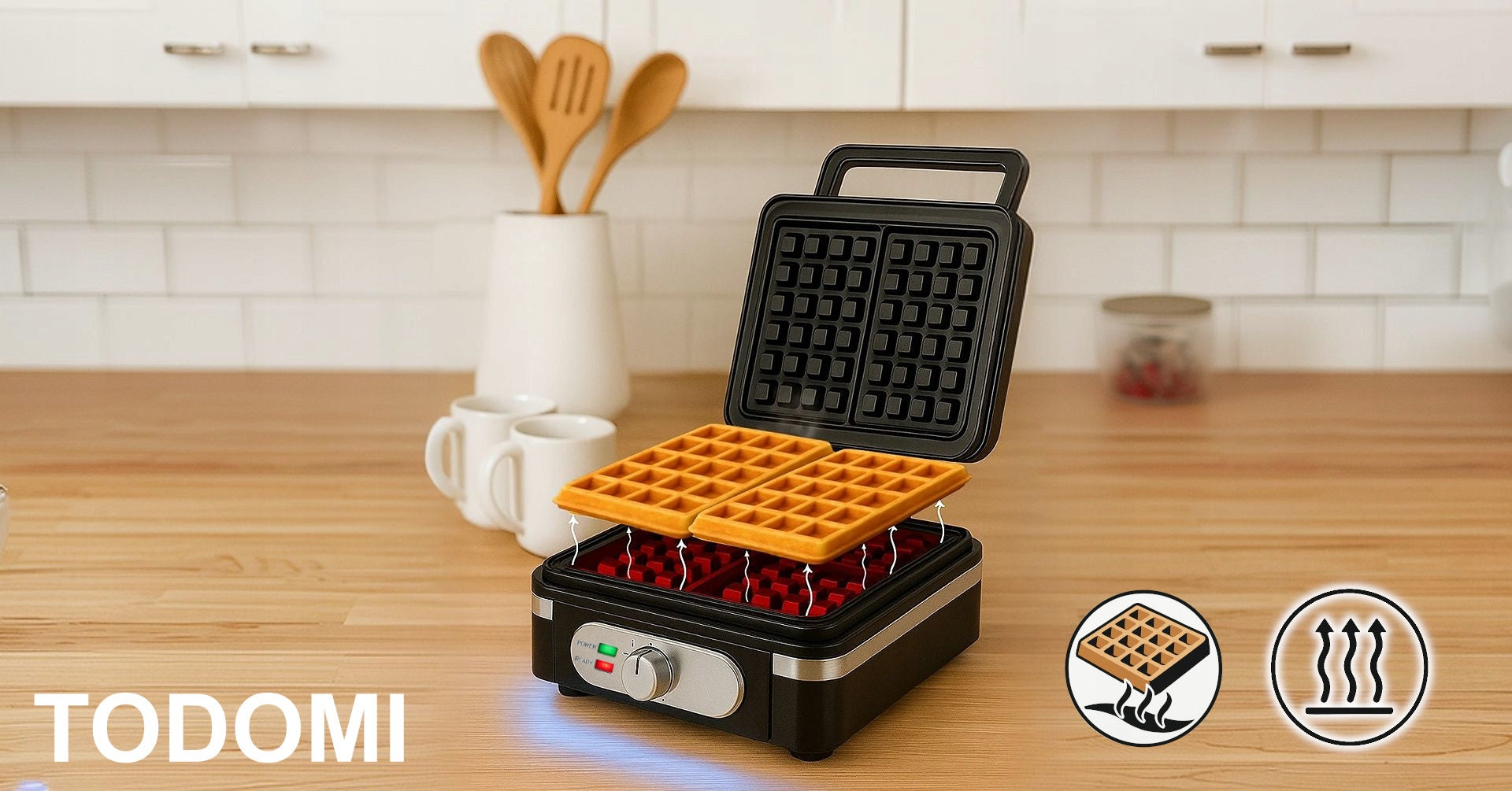 WAFFLE MAKER 20000W 2 CRISPY FLUFFY WAFFLES TEMPERATURE CONTROL SOLID EAN (GTIN) 5907855084771