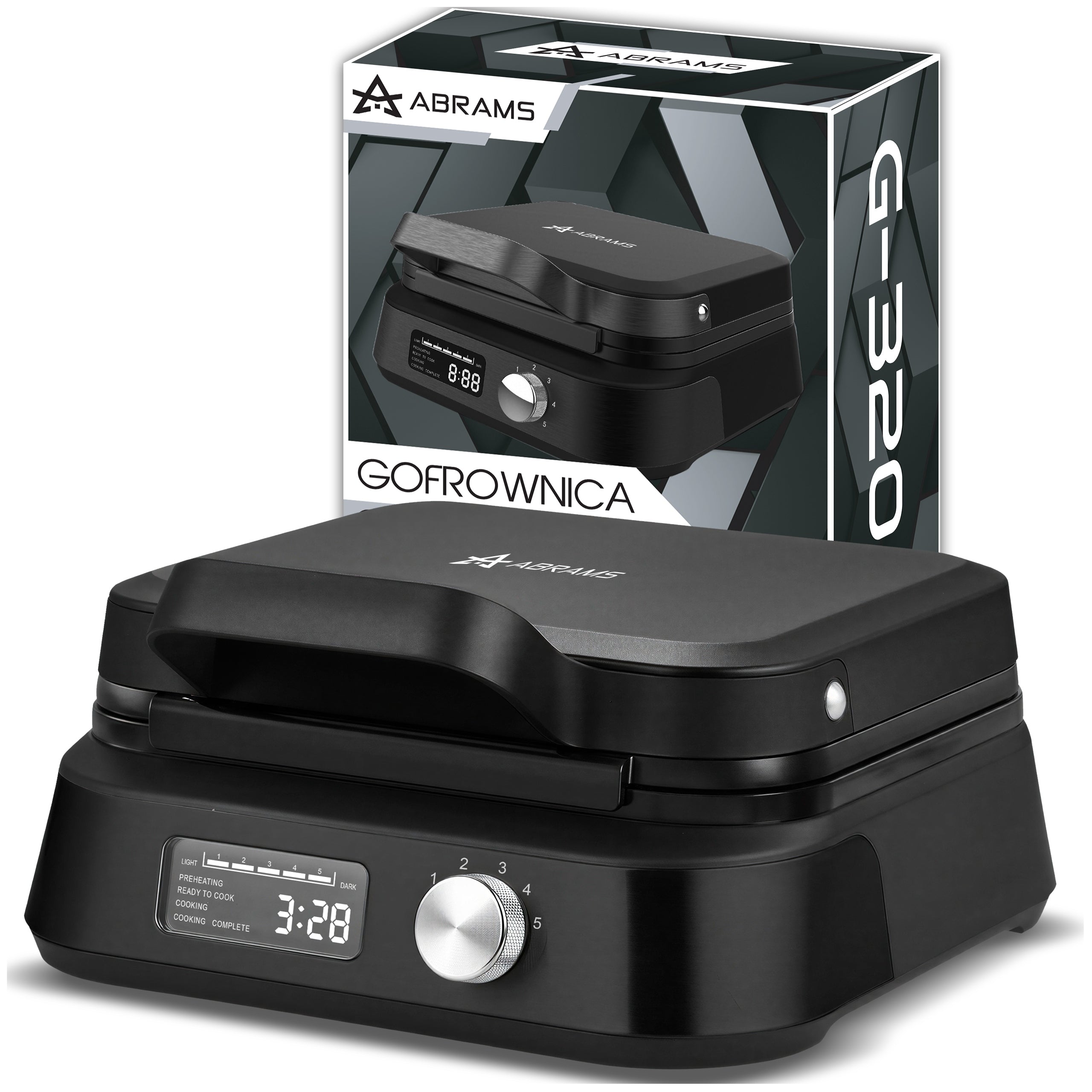 WAFFLE MAKER 2200W 2 LARGE CRISPY WAFFLES TEMP ADJUSTMENT TEFLON COATING