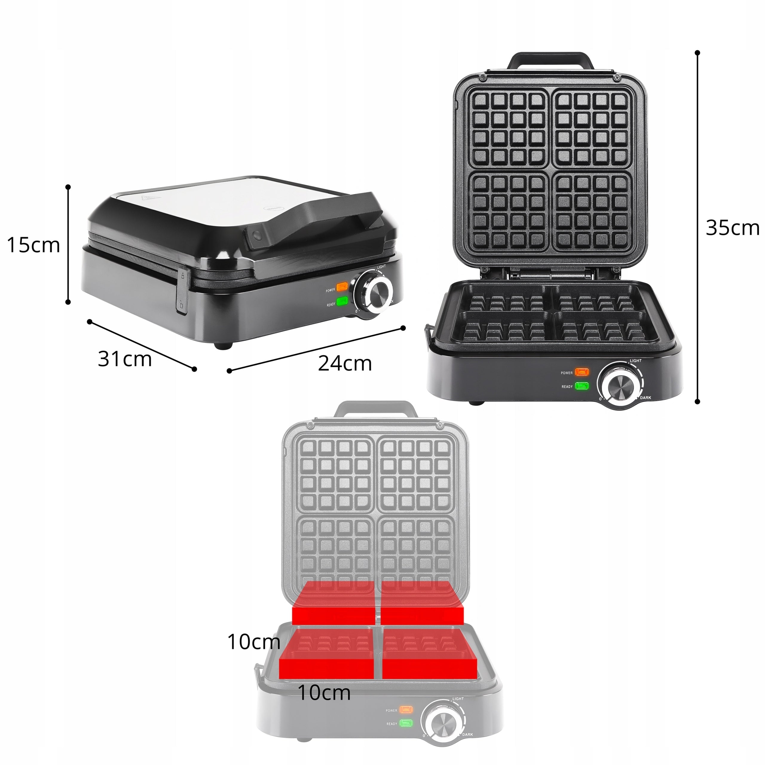 WAFFLE MAKER 4 WAFFLES TEMPERATURE CONTROL STRONG 1500W NON-STICK PLATES Brand no brand