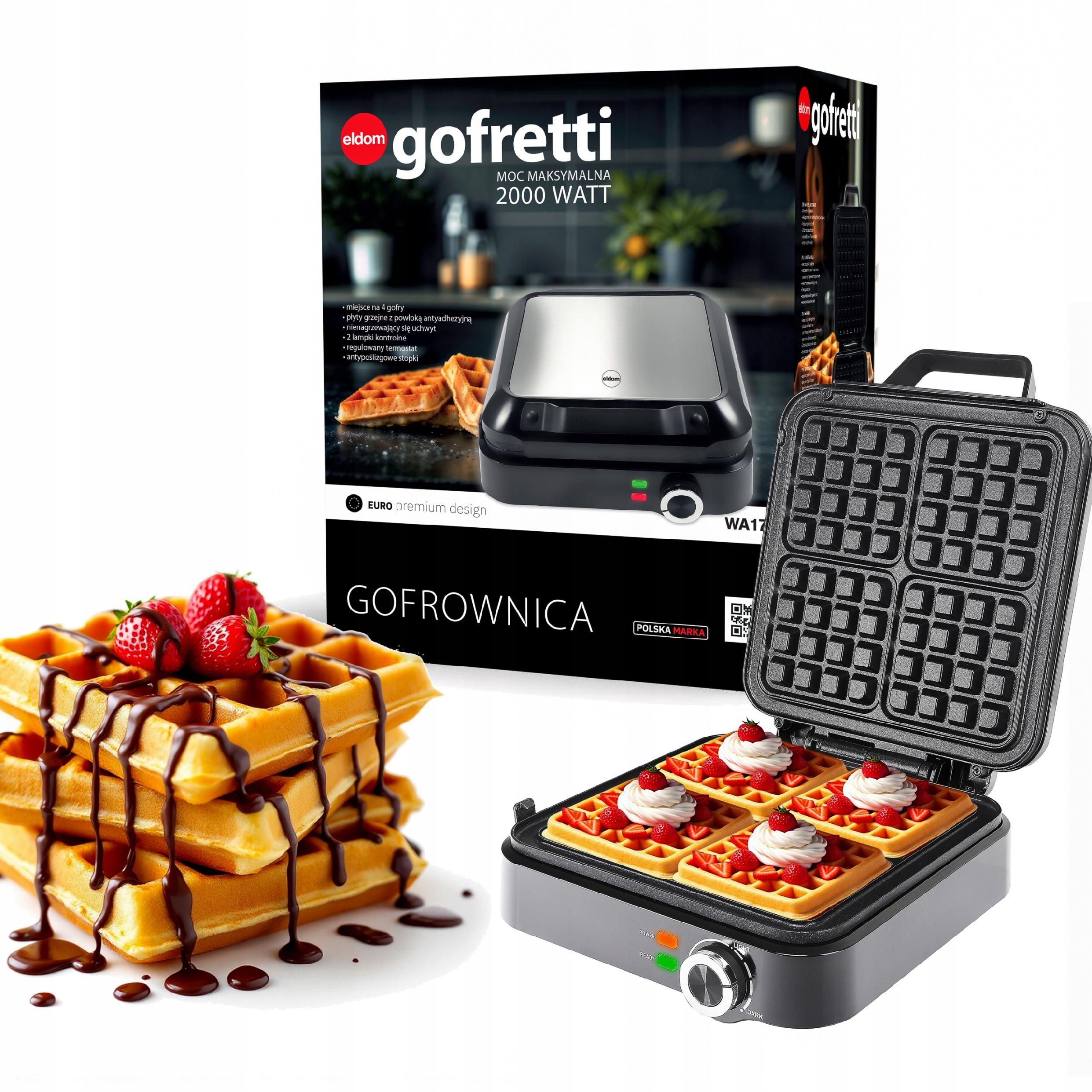 WAFFLE MAKER 4 WAFFLES TEMPERATURE CONTROL STRONG 1500W NON-STICK PLATES