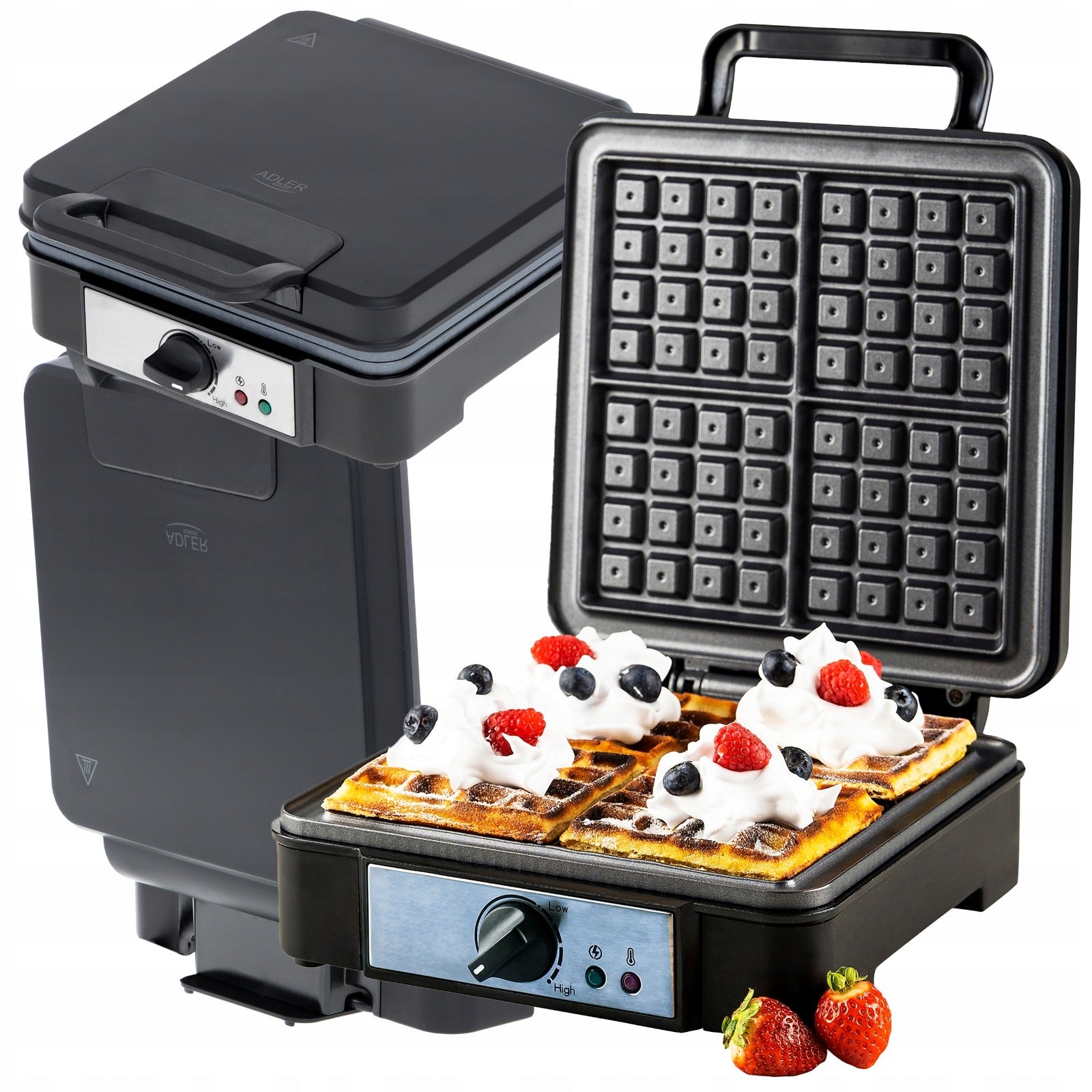 WAFFLE MAKER FOR 4 LARGE WAFFLES CRISPY XXL TEMPERATURE CONTROL STRONG 1800W