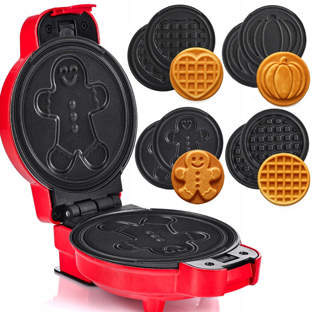 WAFFLE MAKER MINI WAFFLES STRONG NON-STICK 8 TILES 4 PATTERNS RED Manufacturer code GOFROWNICA MINI GOFRY MOCNA NIEPRZYWIERAJACA