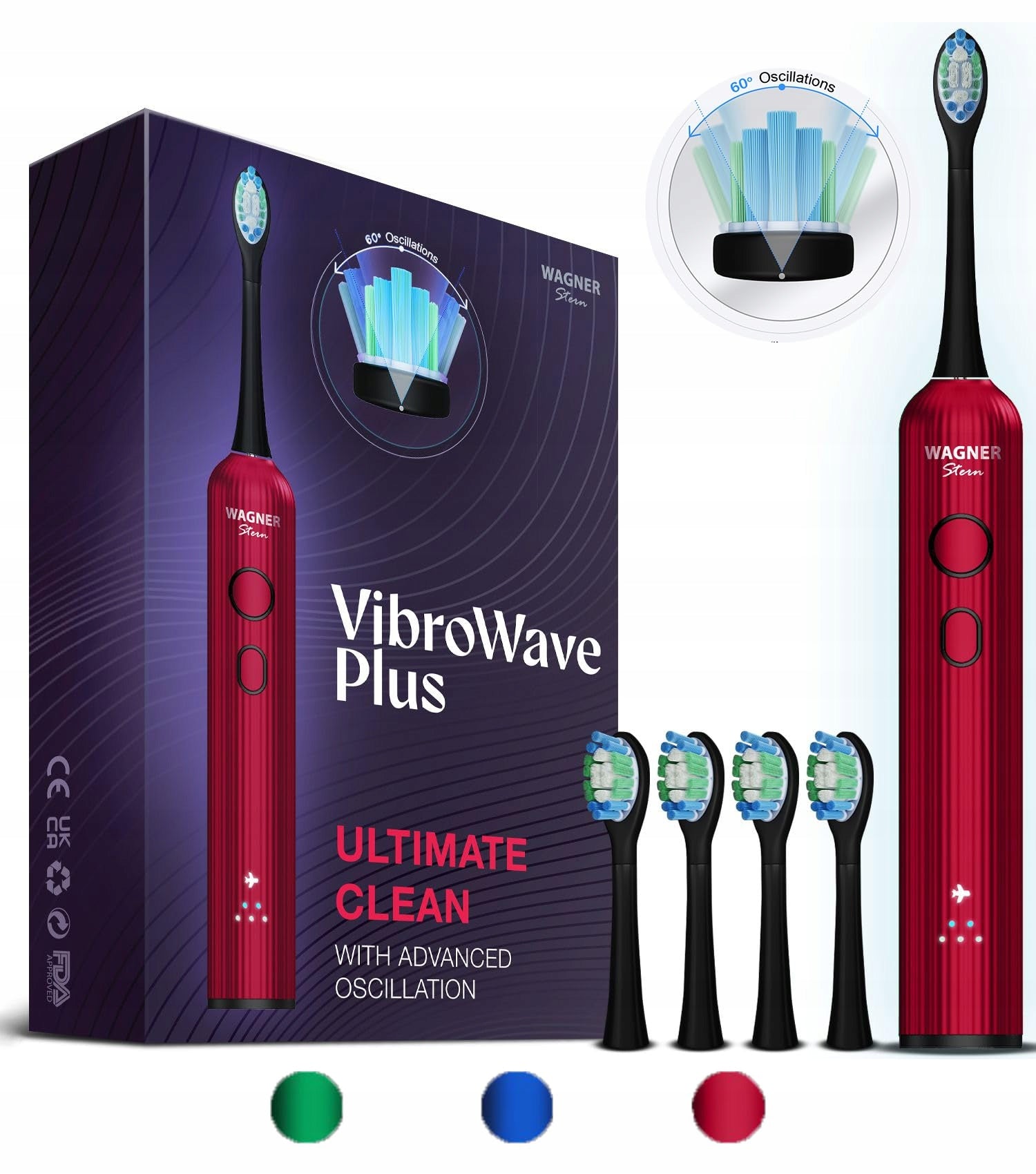 WAGNER STERN VibroWave Plus Sonic Toothbrush 4 Head IPX7 Manufacturer code Szczoteczka