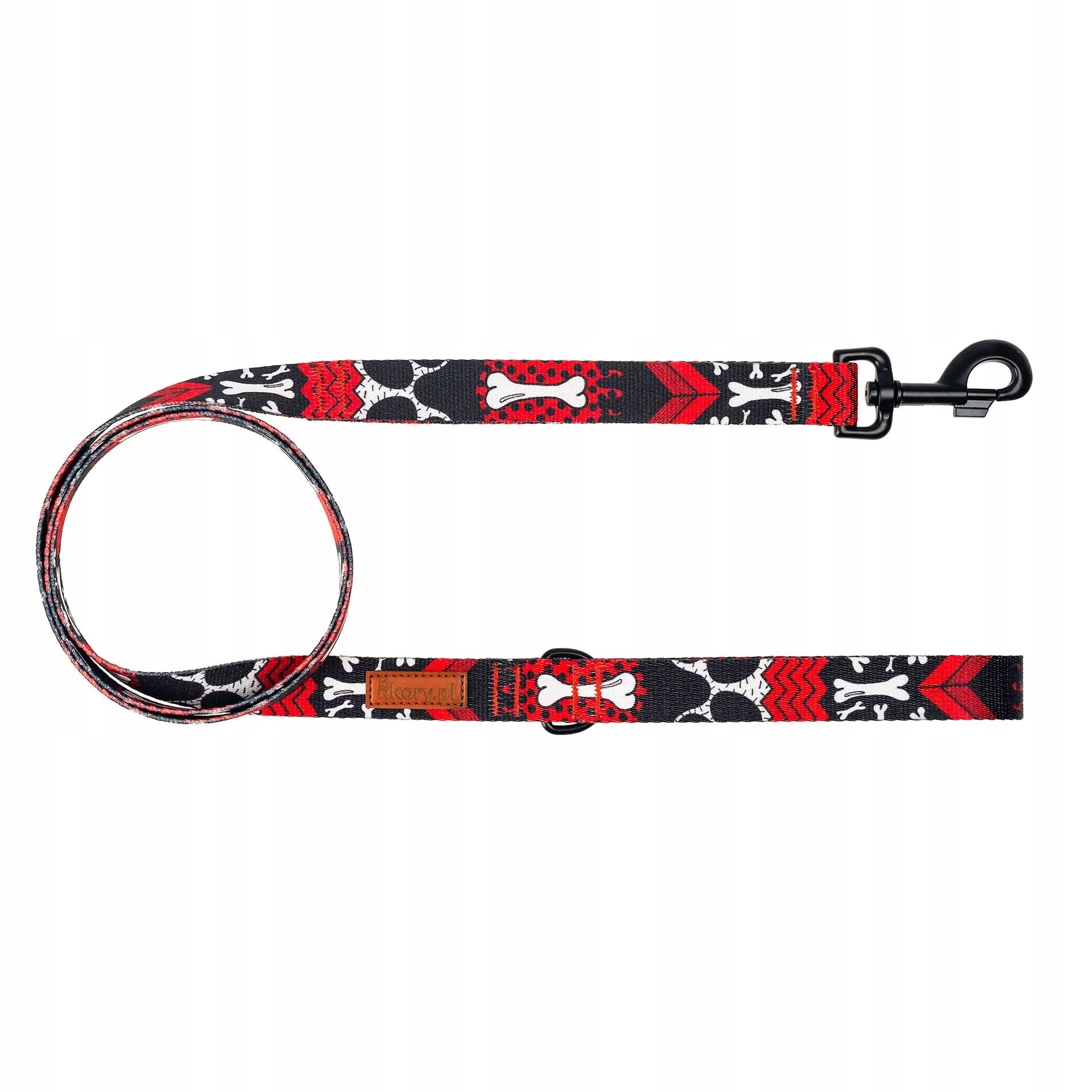 WALKING Town LEASH small dog up to 6 kg 180 cm Ukory RED in cubes Manufacturer code Smycz klasyczna 180 cm 1,5 cm PIES PSIA KOŚĆ