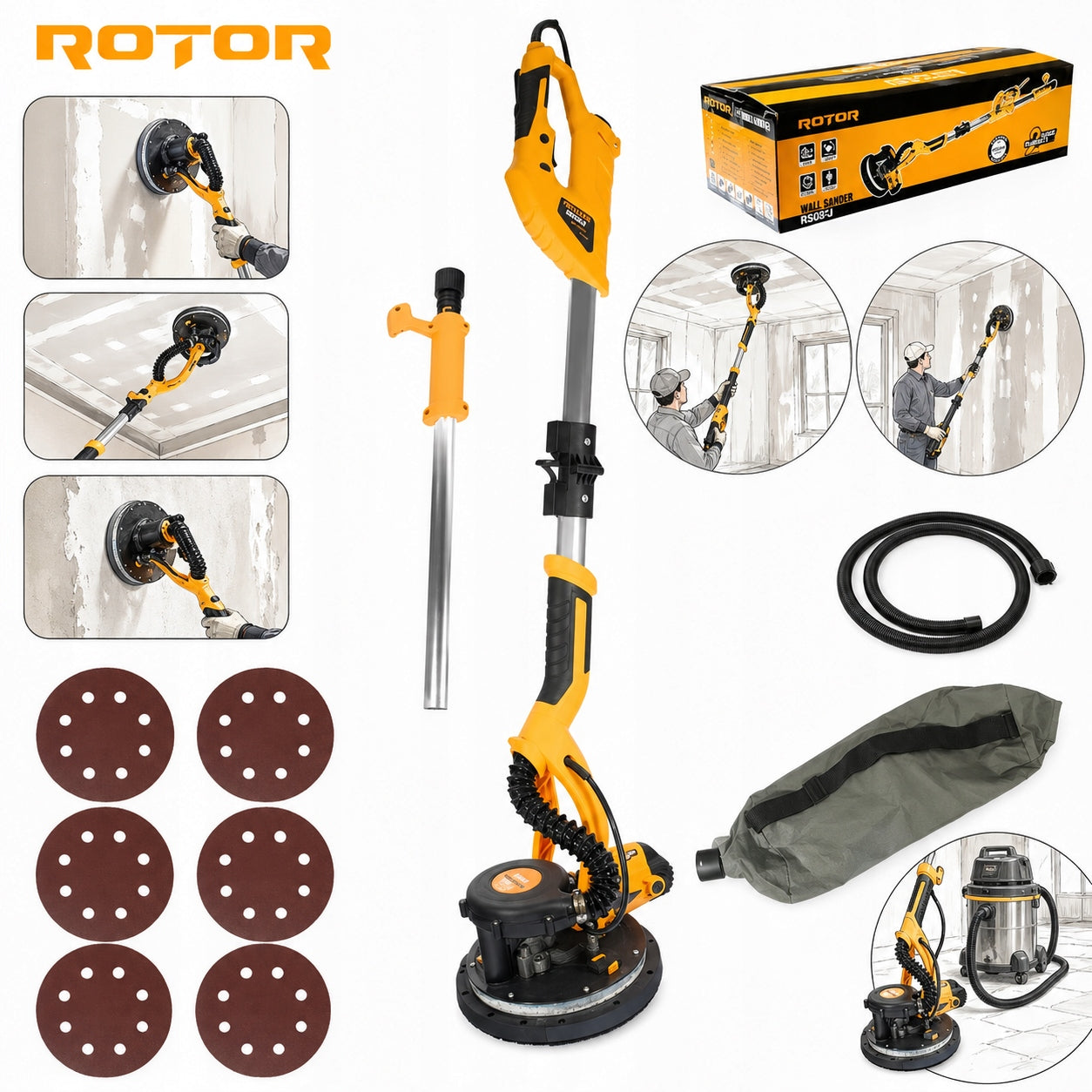 WALL AND FINISH GRINDER ROTOR R-S225L-3 LED GIRAFFE 225 MM 1200W Power supply type mains