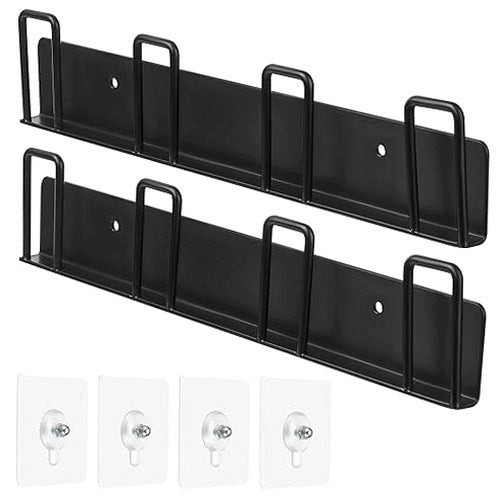 WALL CUP HOLDER METAL BLACK SELF ADHESIVE 4 HOOKS Wooden