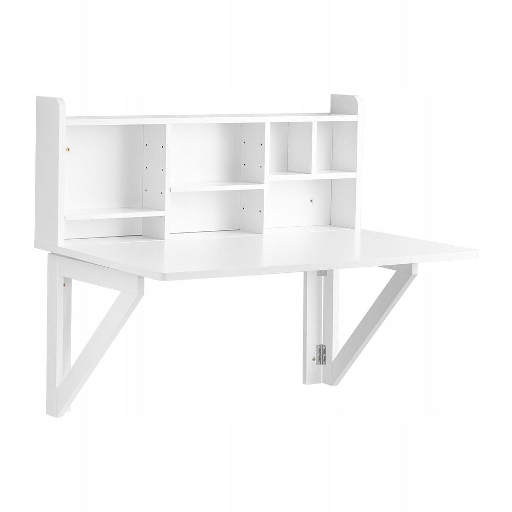 WALL DESK HANGING Folding with Shelf Loft White MDF 90x60x78 cm
