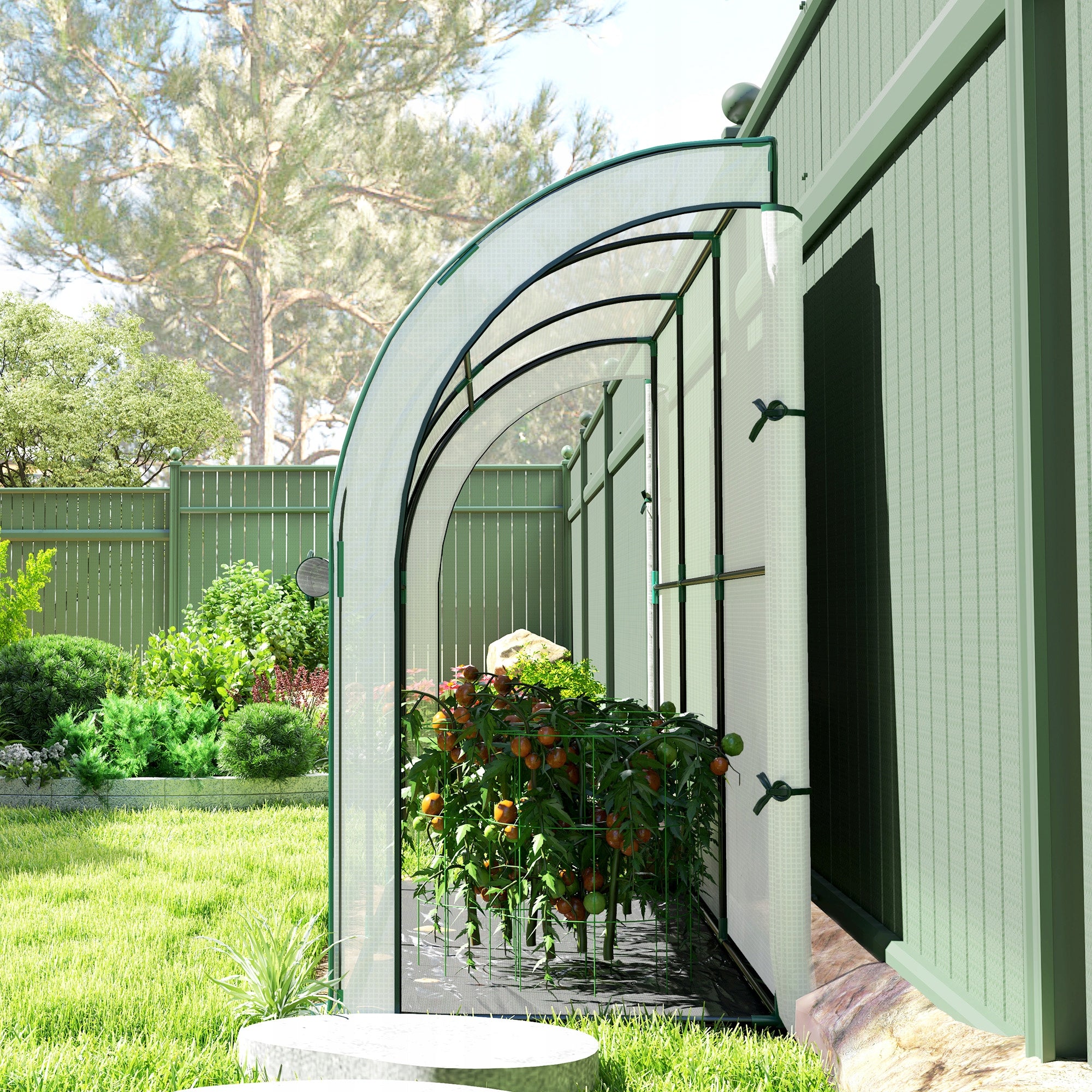 WALL GREENHOUSE, FLOWERBED AVAILABLE, PLASTIC TARPAULIN, 300X80X157 CM Manufacturer no brand