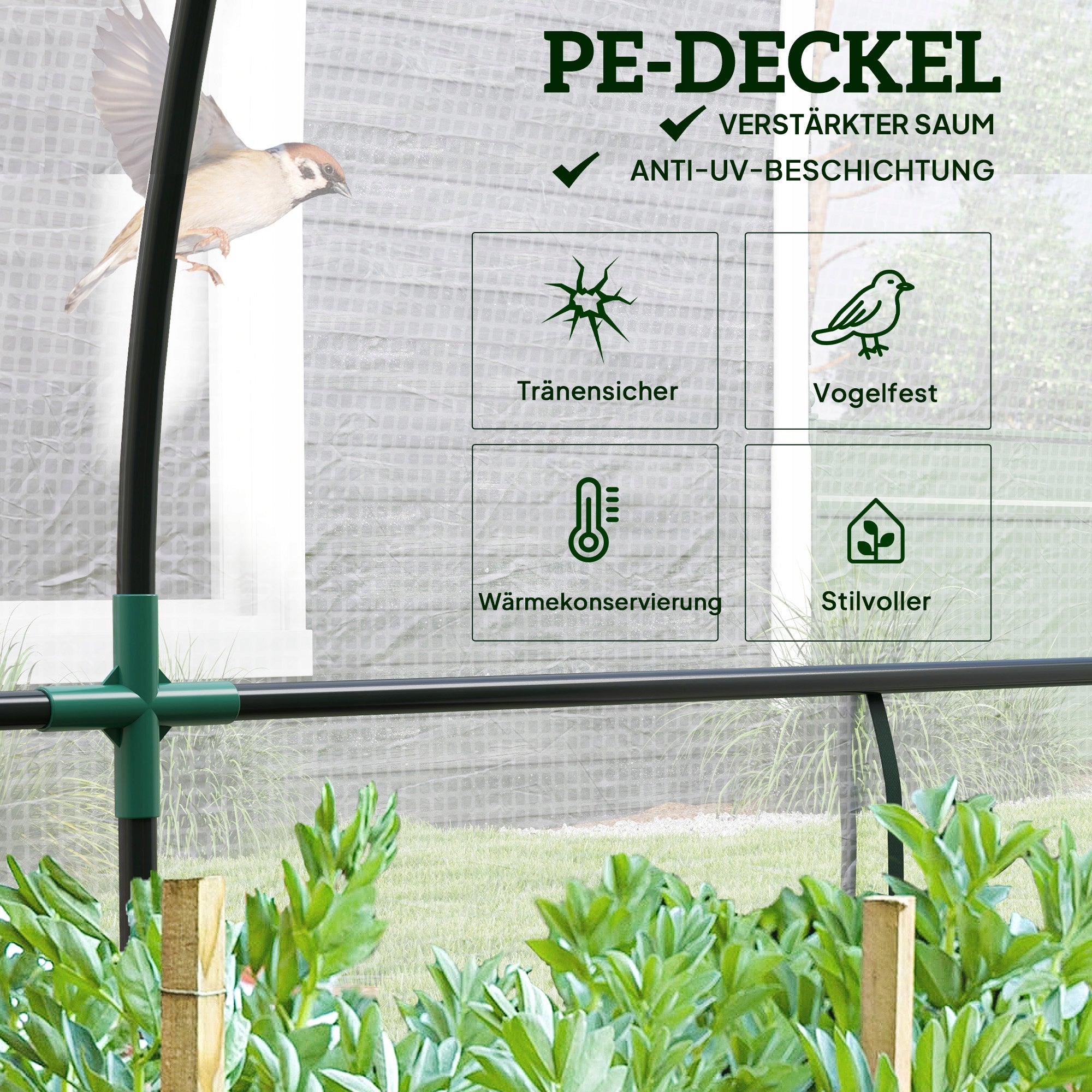 WALL GREENHOUSE, FLOWERBED AVAILABLE, PLASTIC TARPAULIN, 300X80X157 CM Product height 157 cm