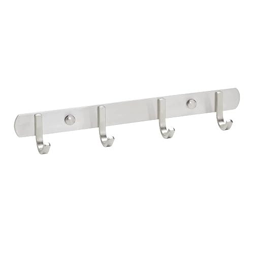 WALL HANGER 4 HOOKS BRUSHED STEEL FOR TOWEL CLOTHES 300MM Brand no brand