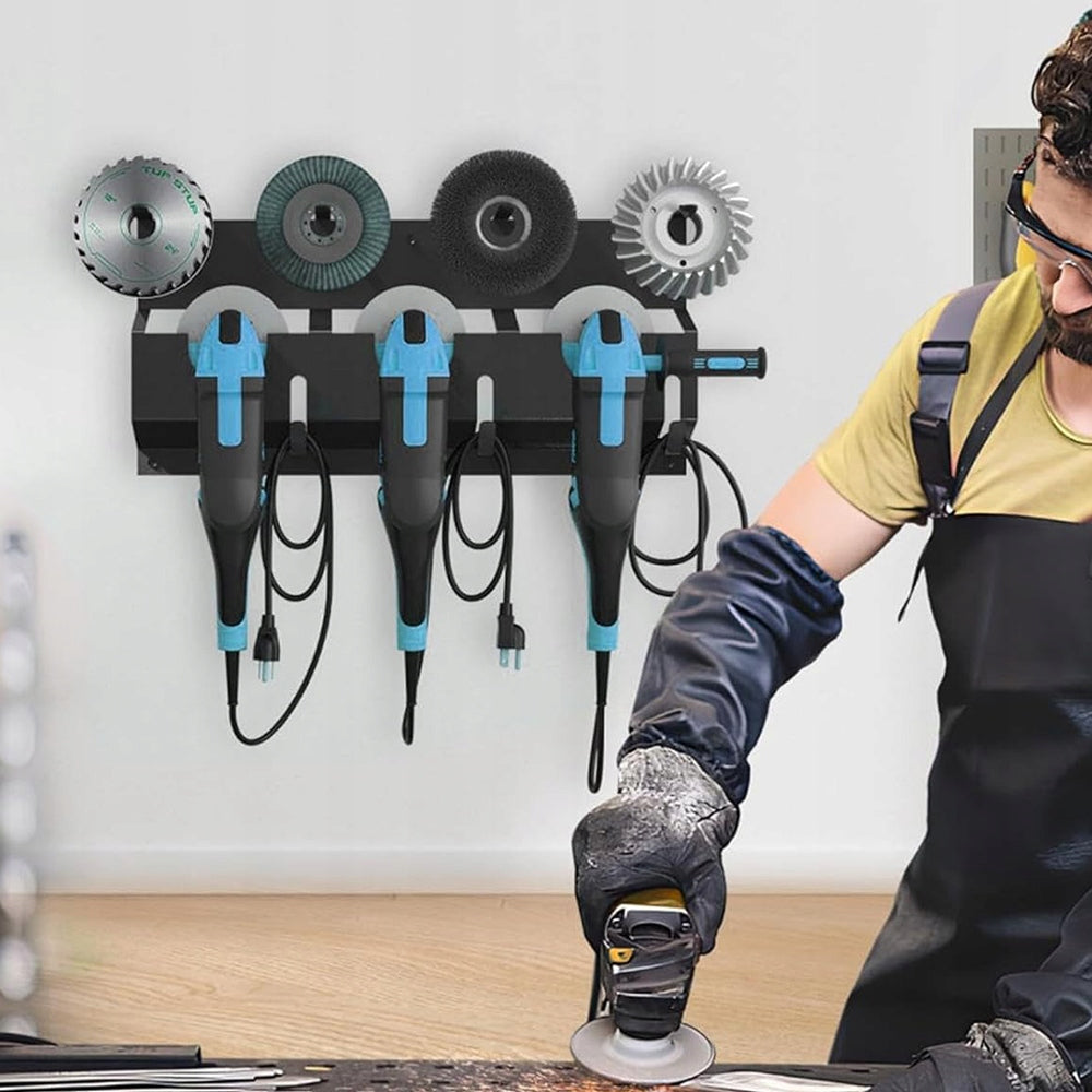 WALL HANGER ANGLE GRINDER HOLDER WITH 4 POLISHER COMPARTMENTS Brand no brand