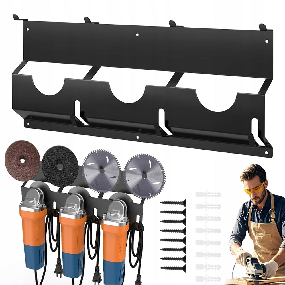 WALL HANGER ANGLE GRINDER HOLDER WITH 4 POLISHER COMPARTMENTS