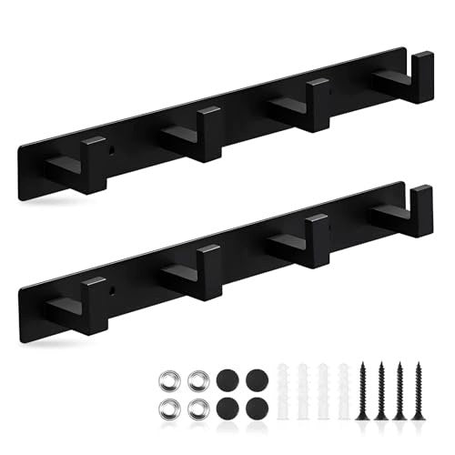 WALL HANGER BLACK 4 HOOKS STAINLESS STEEL SET OF 2 STEEL Brand no brand