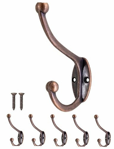 WALL HANGER DOUBLE HOOK ANTIQUE IRON VINTAGE SET OF 5 PCS.