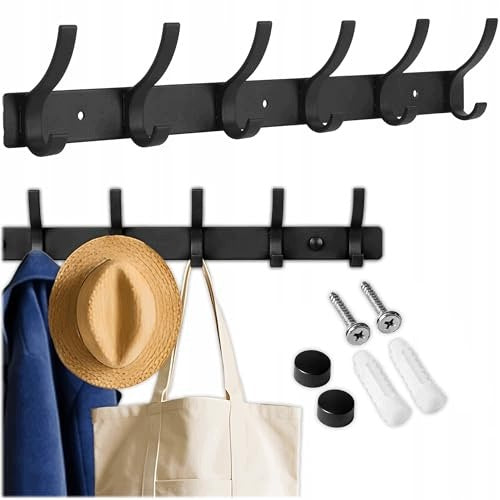 WALL HANGER FOR CLOTHES 6 HOOKS METAL BLACK HALLWAY FOR HOME Brand no brand