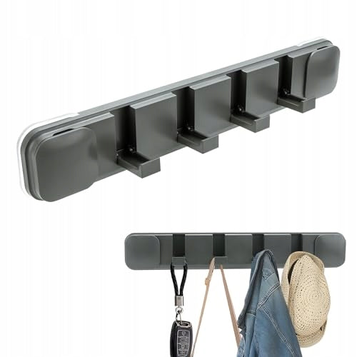 WALL HANGER WITH SUCTION CUP 4 HOOKS FOLDING ABS BATHROOM STEEL Brand no brand