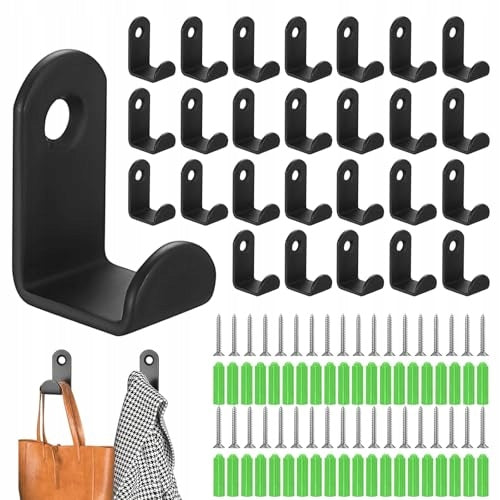 WALL HANGERS BLACK STEEL FOR CLOTHES SCREW-IN HOOKS SET OF 50 PCS. Brand no brand
