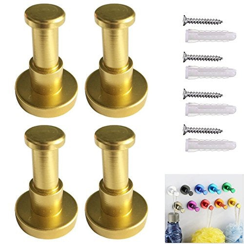 WALL HOOKS ALUMINUM GOLD TOWEL BARS CLOTHES 4 PCS Brand no brand