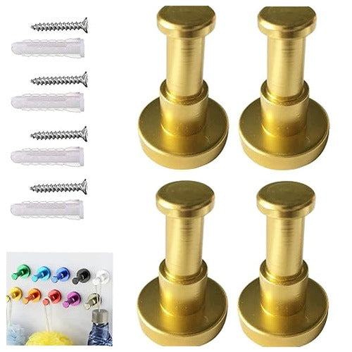 WALL HOOKS ALUMINUM GOLD TOWEL BARS CLOTHES 4 PCS