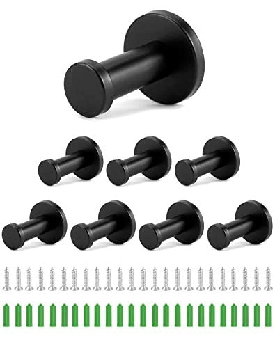 WALL HOOKS BLACK STAINLESS STEEL FOR BATHROOM KITCHEN 8 PIECES Brand no brand