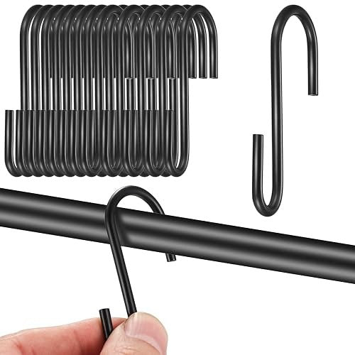 WALL HOOKS BLACK STAINLESS STEEL HEAVY DUTY 6 CM SET OF 22 PCS. Brand no brand