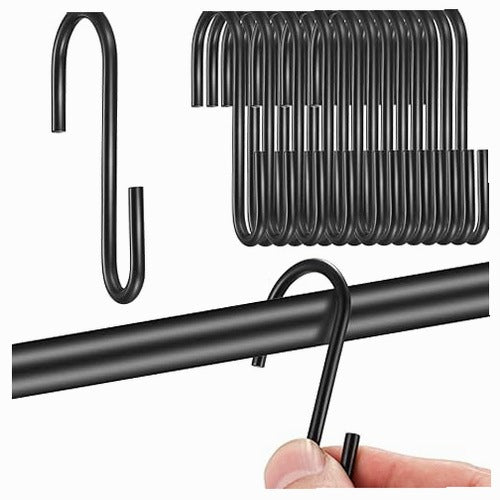 WALL HOOKS BLACK STAINLESS STEEL HEAVY DUTY 6 CM SET OF 22 PCS.