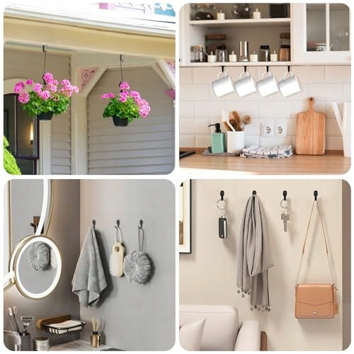 WALL HOOKS BLACK STEEL SET OF 20 PIECES FOR CLOTHES SCREWED METAL Manufacturer code Bez marki