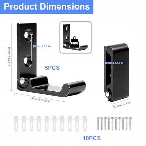 WALL HOOKS FOLDING ALUMINUM BLACK FOR BATHROOM 5 PIECES STEEL Manufacturer code SWC5908807082975